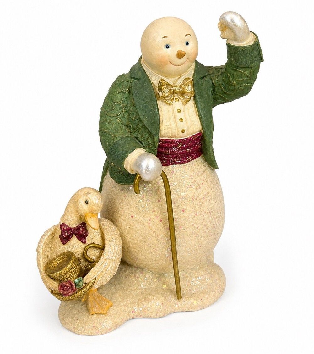 Snowman Winter Promenade Demdaco A Special Greeting Goose Basket Figurine READ